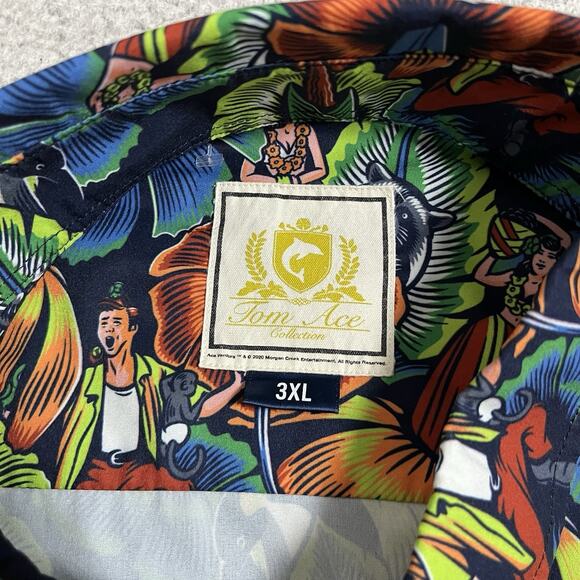RSVLTS Shirt Mens 3XL Tom Ace Ventura Short Sleeve Movie Hawaiian Roosevelts - Picture 2 of 11